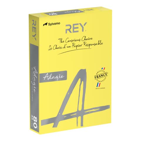 Carta colorata A4 Sylvamo Rey Adagio 80 g/m² giallo intenso 66 - Risma da 500 fogli - ADAGI080X636